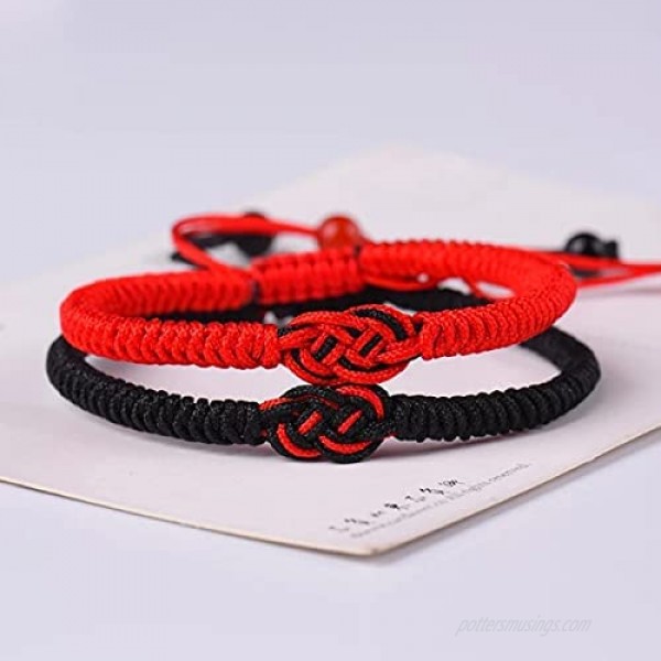 Caiyao 4Pcs Handmade Woven Love Knot Braided Strand Bracelets Tibetan Ethnic Colorful Rope String Lucky Protection Matching Bangle for Women Men Friend Family Jewelry