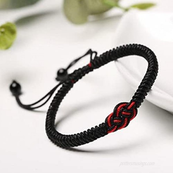 Caiyao 4Pcs Handmade Woven Love Knot Braided Strand Bracelets Tibetan Ethnic Colorful Rope String Lucky Protection Matching Bangle for Women Men Friend Family Jewelry