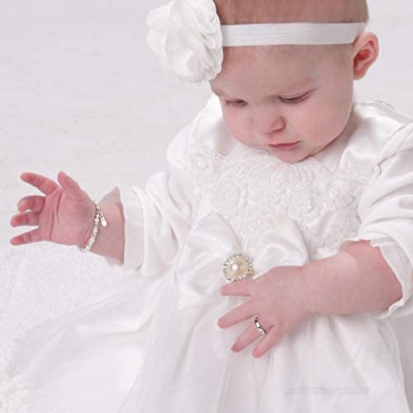 Children's Sterling Silver Cross Bracelet and/or Necklace with Cultured Pearl and High End Crystal for First Communion Baptism or Christening