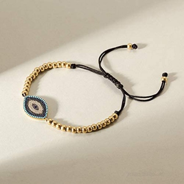 CIUNOFOR Evil Eye Charm Bracelet Gold Rose Gold Plated Stainless Steel Bead Link Italian Style for Women Girls …