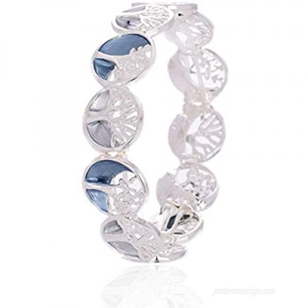 Cring Coco Enamel Colorful Bracelets for Women/Girls Silver Plated Eternity Bands Fashion Bracelet Bangles Adjustable Size 6.5-7.5 Inch