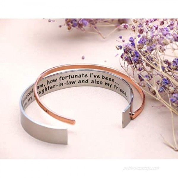 Daughter-In-Law Gifts That You Are My Daughter-In-Law And Also My Friend Bracelet Message Cuff.