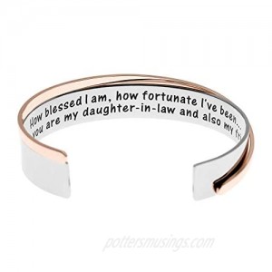 Daughter-In-Law Gifts  That You Are My Daughter-In-Law And Also My Friend Bracelet Message Cuff.