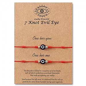 Evil Eye 7 Knot Good Luck Bracelet Handmade Adjustable Red String Bracelet for Best Friends Couple Family Women Mens Teen Girls