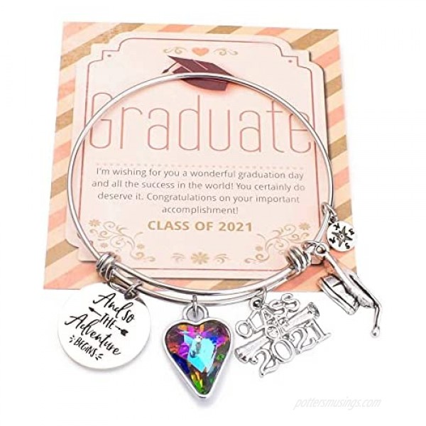 Graduation Bracelet 2021 Congratulations Gifts for Her Inspirational Jewelry Gift for Daughter Friends Granddaughter Niece Girlfriend