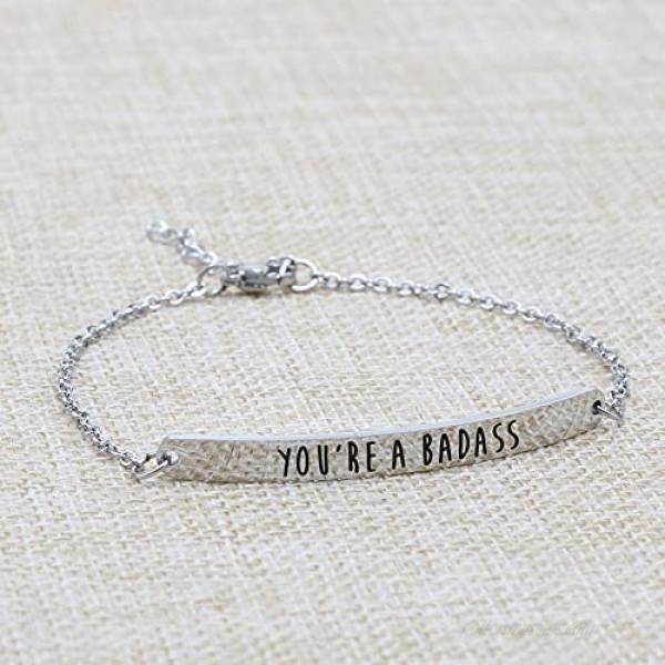 Joycuff Personalized Gifts for Women Motivational Friendship Bracelets Inspire Mantra Message Engraved