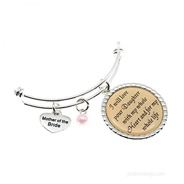 Mother of Bride Gift I Will Love Your Daughter With My Whole Heart And For My Whole Life Bangle Wedding Keepsake Gift for Mother in law.