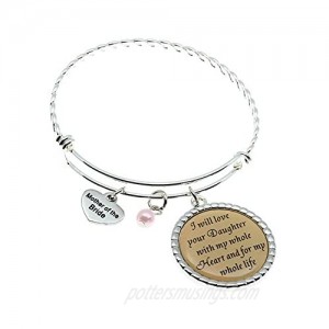 Mother of Bride Gift  I Will Love Your Daughter With My Whole Heart And For My Whole Life Bangle  Wedding Keepsake Gift for Mother in law.