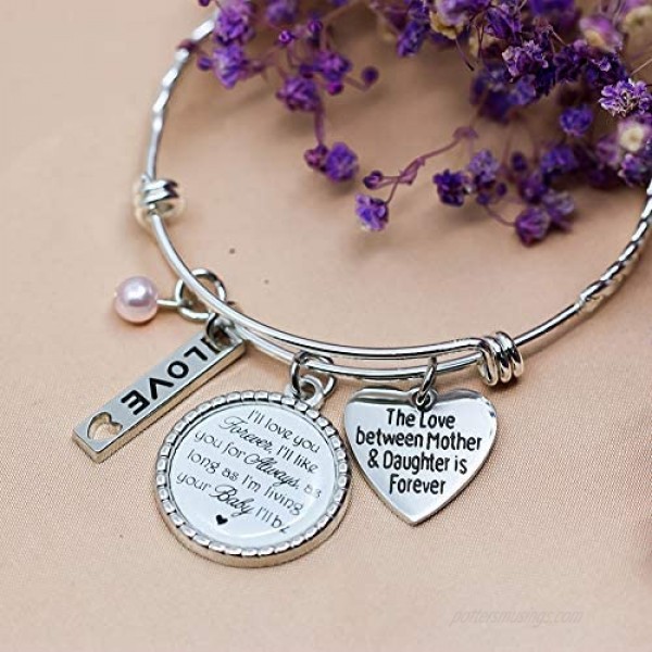 Mother's Day Gifts I'll Love You Forever I'll Like You for Always As Long As I'm Living Your Baby I'll be Wedding Bracelets for Brides (your Baby I'll be)