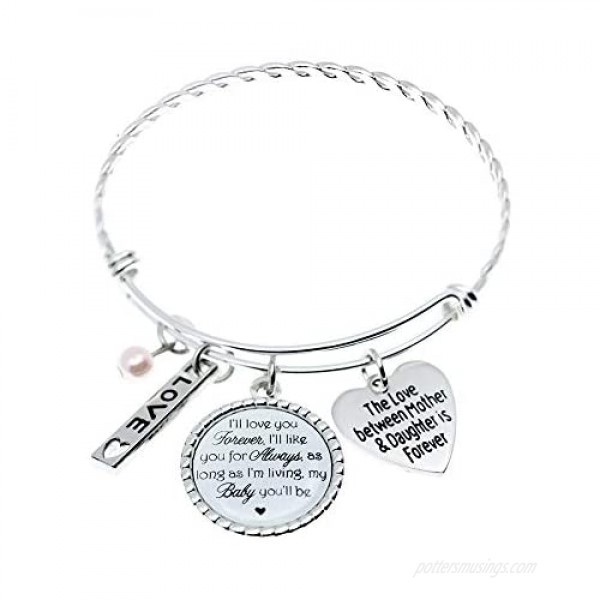 Mother's Day Gifts I'll Love You Forever I'll Like You for Always As Long As I'm Living Your Baby I'll be Wedding Bracelets for Brides (my Baby you'll be)