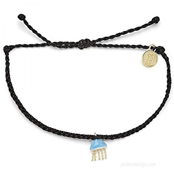 Pura Vida Silver or Gold Jellyfish Bracelet - 100% Waterproof Adjustable Band - Plated Brand Charm