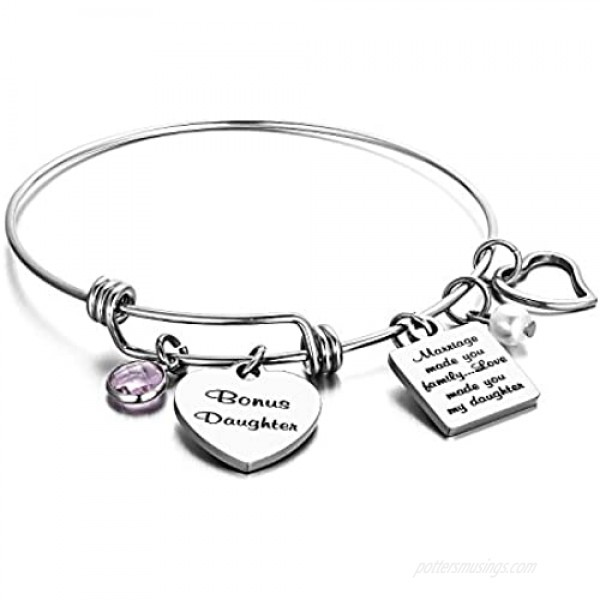 Step Daughter Bracelet Daughter in Law Gifts Marriage Made You Family Love Made You My Daughter