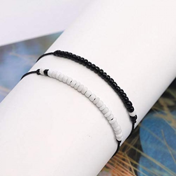 SUMMER LOVE Best Friend Distance Matching Bracelets with Message Card Mini Bead Essential Oil Beads Charm Couple Sisters Bracelet Anklets Gift for Friendship Family
