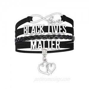 SUNSH Black Lives Matter Bracelets For Women Men BLM Leather Multilayer Adjustable Cuff Bangle Girls Boys Family Friendship Love Pendant Jewelry Gift
