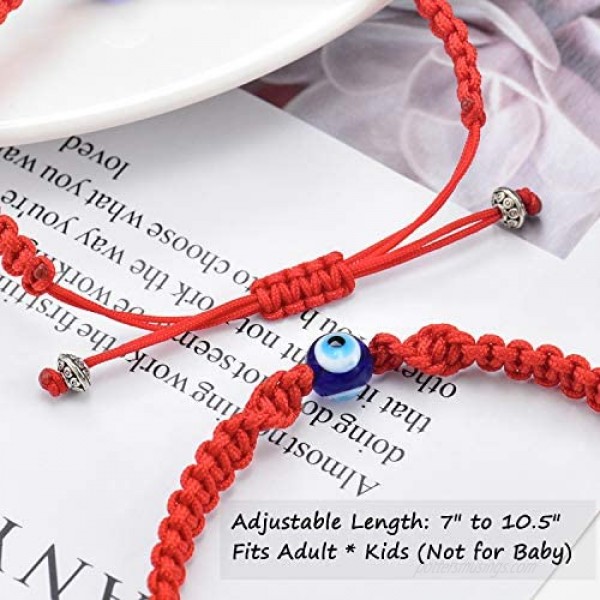 Tarsus Big Evil Eye Adjustable Bracelet Kabbalah Red String Amulet Nazar for Family Bestfriend Women Men Girls