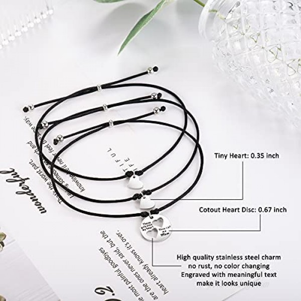 Tarsus Mother Daughter Bracelets Matching 2/3Pcs Lettering Cutout Heart Jewelry Gifts for Mom and me