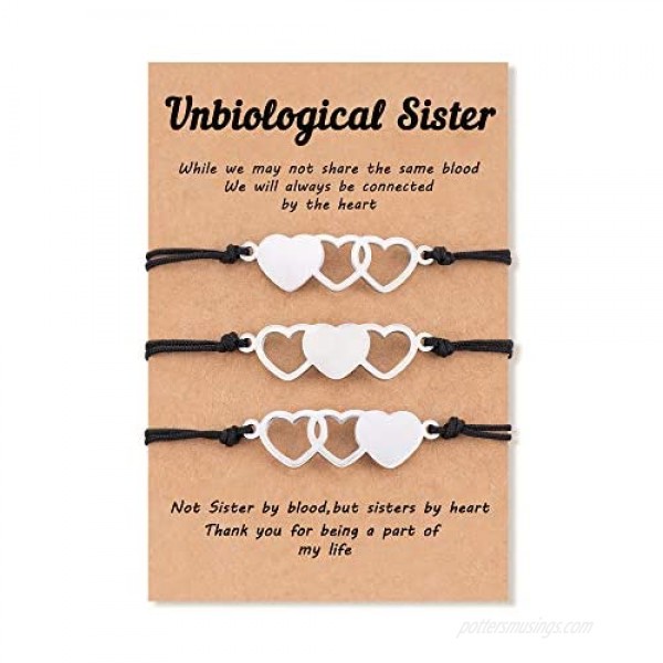 Tarsus Upgraded 2/3Pcs Unbiological Sister Bracelets Matching Bff Friendship Soul Sister Gifts from Sister for Women Girls