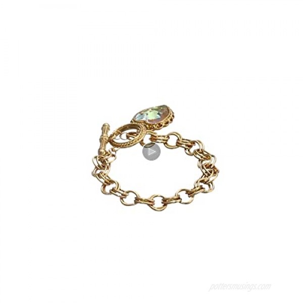 1928 Jewelry Gold-Tone Pendant Made with A Heart-Shaped Swarovski Crystal Pendant Bracelet