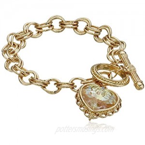 1928 Jewelry Gold-Tone Pendant Made with A Heart-Shaped Swarovski Crystal Pendant Bracelet