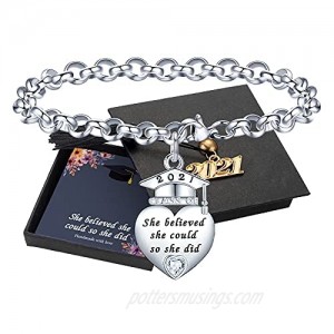 2021 Graduation Gifts Charm Bracelets  Quote Inspirational Bracelets with 2021 Graduation Grad Cap Bracelet College Graduation Gifts for Him Her 2021 High School Friendship Gifts for Women Friends