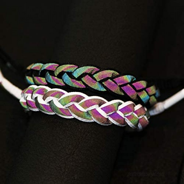 2pcs Shining Reflective Bracelet Color Changing Rope Braided Trendy Bracelet for Women Men Children