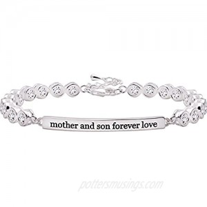 ALOV Jewelry Sterling Silver Mother and Son Forever Love Cubic Zirconia Bracelet