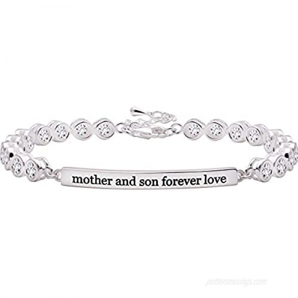 ALOV Jewelry Sterling Silver Mother and Son Forever Love Cubic Zirconia Bracelet