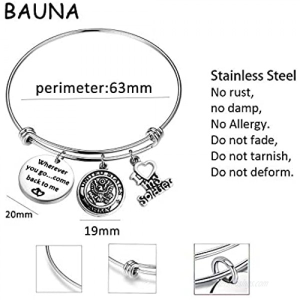 BAUNA Military Gifts Military Wife/Mom Charm Bracelet Long Distance Gift for for Women