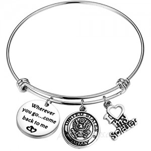 BAUNA Military Gifts Military Wife/Mom Charm Bracelet Long Distance Gift for for Women