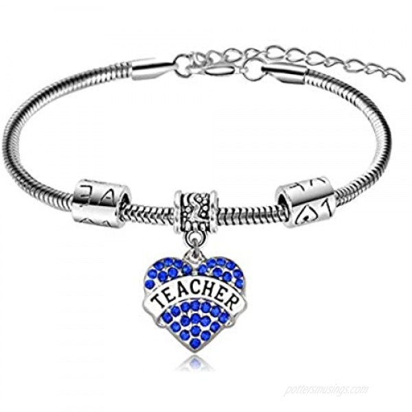 BESPMOSP Pack of 3 Teacher Heart Charm Pendant Bracelet Women Teacher's Day Jewelry Graduation