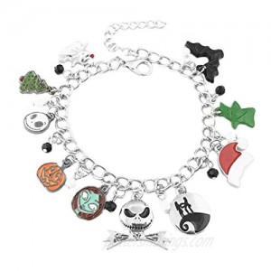 Blingsoul Mare Night Horror Charm Bracelet - Christmas Before Horror Pumpkin Charm Halloween Jewelry Gift for Women