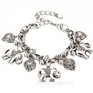 Bracelet / Elephants And Hearts Charm Bracelet For Teens And Women