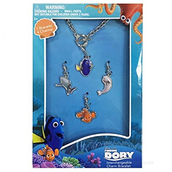 Finding Dory 7 Charm Bracelet with 2mm metal charms and jelly faceted by Finding Dory