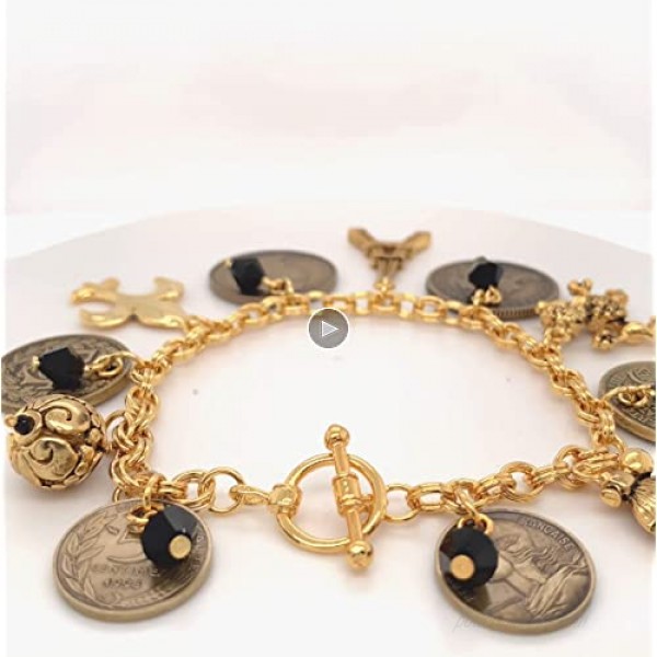 French Coin Charm Bracelet