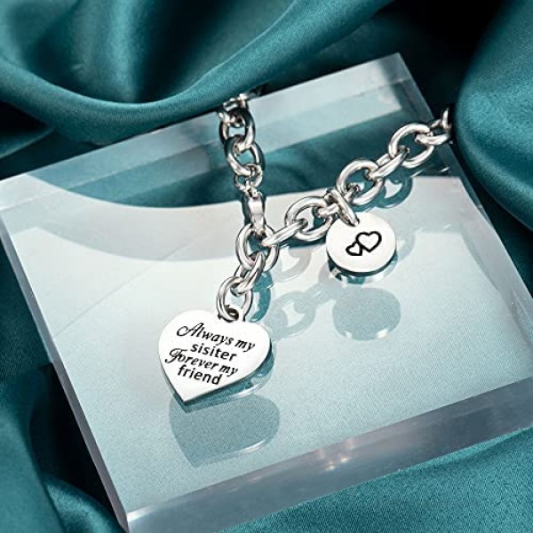 Graduation Gifts for Her 2021 Adjustable Engraved Heart Charm Bracelet for Women Girls Mother Daughter Grandmother Granddaughter Sister Best Friend