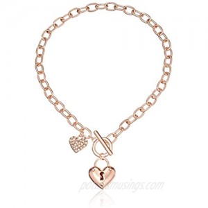 GUESS Womens Puffy Heart Toggle Necklace