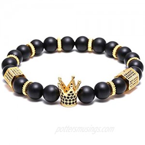 GVUSMIL Imperial Crown Bead Bracelet King&Queen Luxury Charm Couple Jewelry Gift for Women Men
