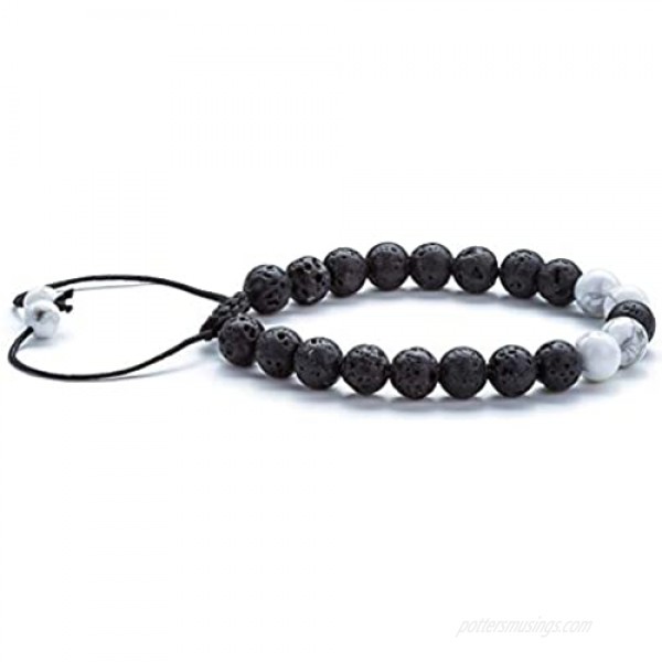 Hamoery Men Women 8mm Lava Rock Aromatherapy Anxiety Essential Oil Diffuser Bracelet Braided Rope Natural Stone Yoga Gifts Beads Bracelet Bangle-21017