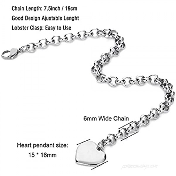 Initial Bracelets for Women Heart 26 Letters Alphabet Bracelet for Women