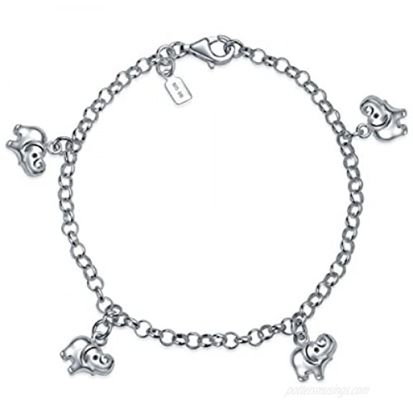 Minimalist Good Luck Multi Charm Dangling Elephant Bracelet For Women For Teen 925 Sterling Silver