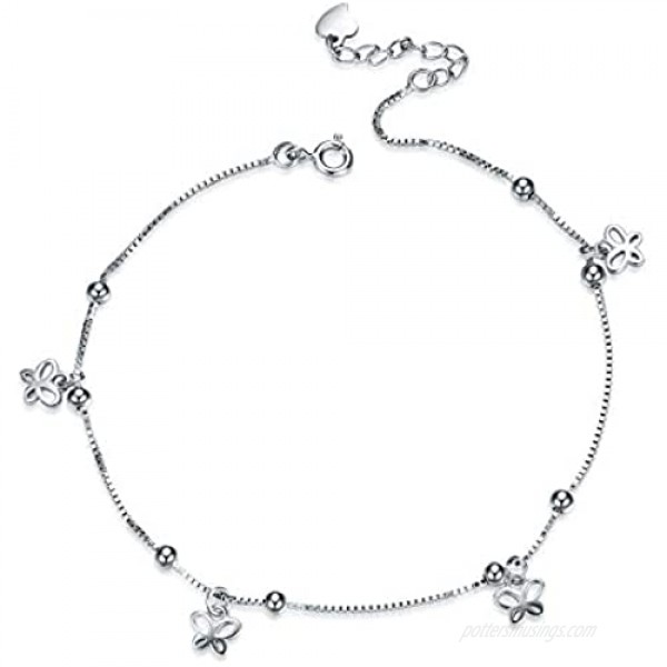 MONGAS Butterfly Charm Bracelet 925 Sterling Silver with CZ Adjustable Link Chain Jewelry for Women