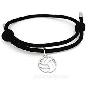 MOYI Volleyball Charm Bracelet Adjustable Stainless Steel Rope Player Sport Cute Jewelry Gifts for Women Men Girls