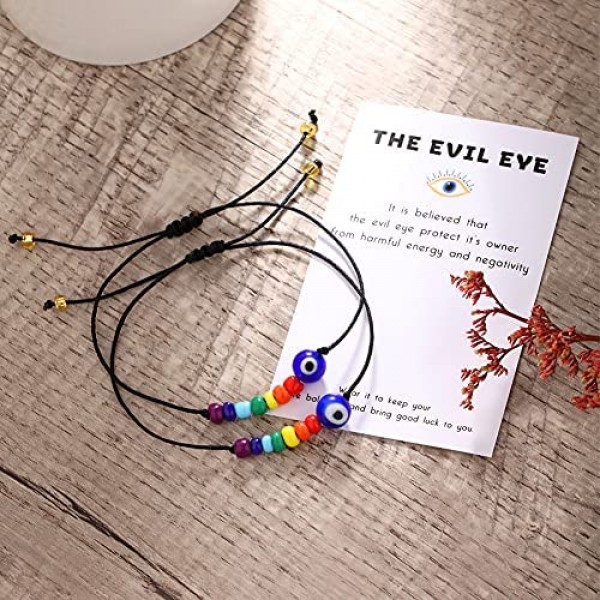 Myrnaist Evil Eye Bracelets Handmade Good Luck Amulet for Mens Women Friends Family