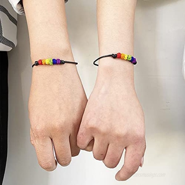 Myrnaist LGBT Rainbow Gay Pride Bracelets Handmade Adjustable Braided String Bracelets for Gay Lesbian