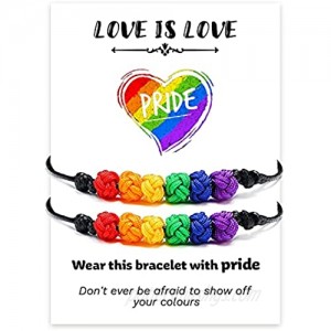 Myrnaist LGBT Rainbow Gay Pride Bracelets Handmade Adjustable Braided String Bracelets for Gay Lesbian