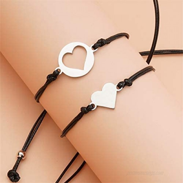 Nanafast 4-6 PCS Mother Daughter Bracelets Adjustable Heart Matching Bracelets Set Mommy and Me Bracelets Gifts for Mother’s Day Birthday Christmas