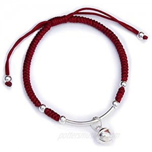 NUOGIC Real S925 Sterling Silver Bell Lucky Red Rope Bracelet for Women Gift