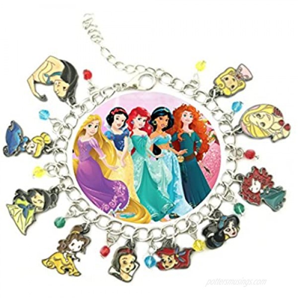Outlander Disney Princesses Charm Bracelet Movie Series Jewelry Multi Charms - Wristlet Gear Movie Collection
