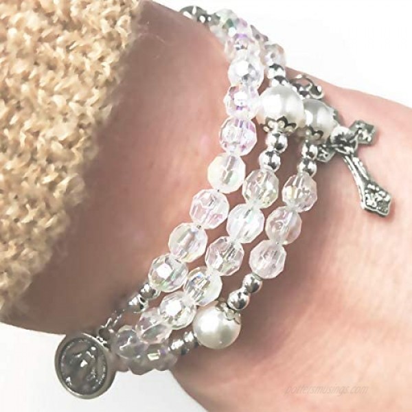Rosary Bracelet - Crystal Cut Full 5 Decade Rosary Bracelet