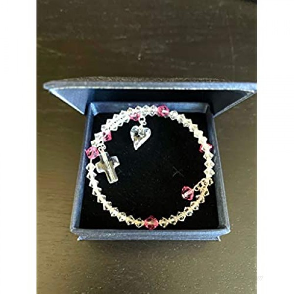 Rosary Bracelet Made with Swarovski Crystals – Elegant and Classy - Hand Made in The USA - Beautifully Presented in a Gift Box - One Size fits All